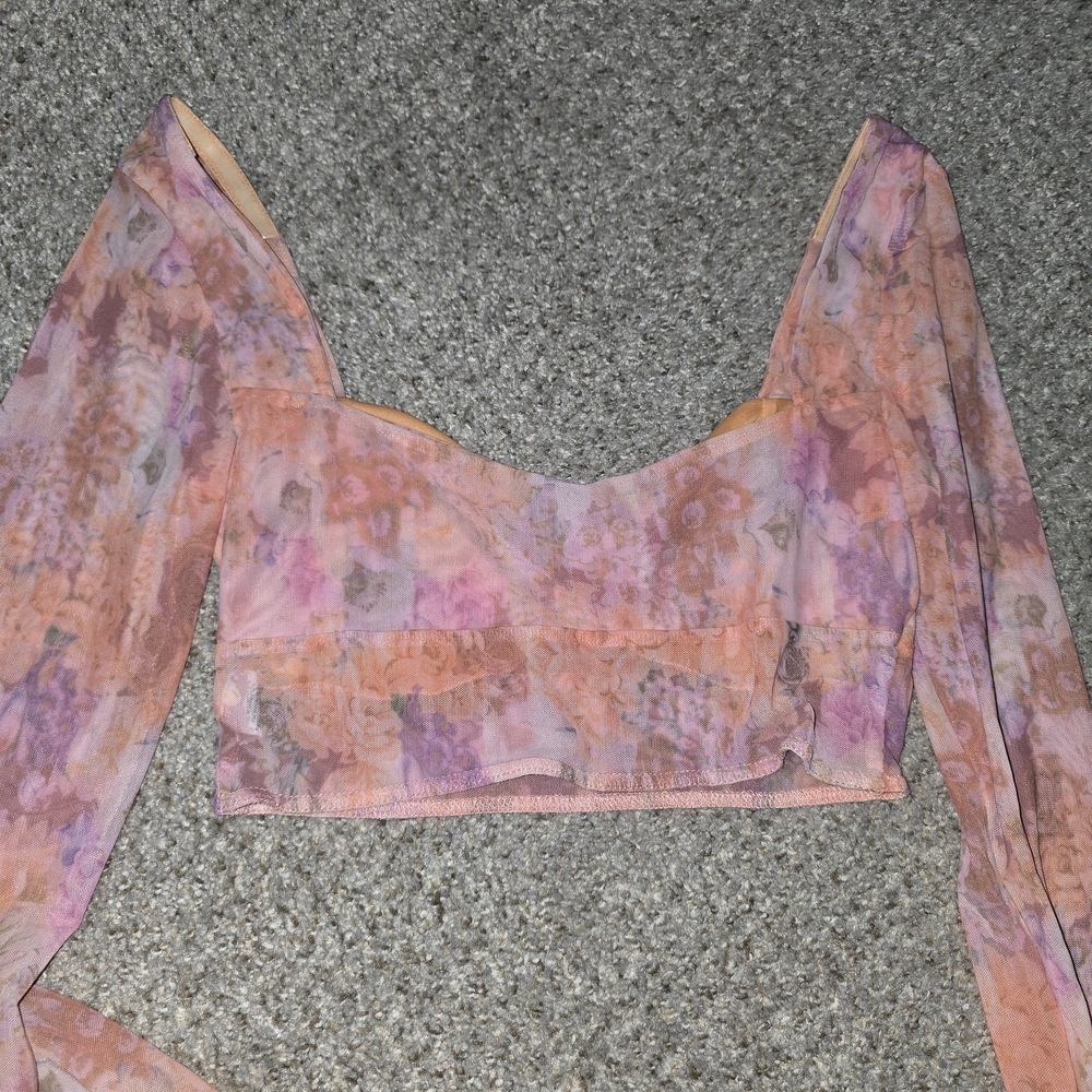 Women's Showpo Eye On You Crop Top In Atomic Tangerine Floral Size 8 - Picture 7 of 7